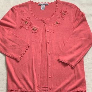 Serengeti catalog embellished coral pink cardigan